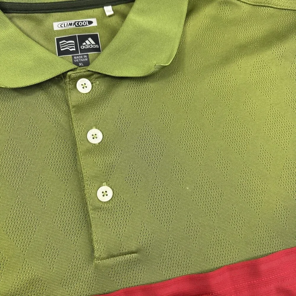 Adidas Golf Climacool Polo Shirt Men’s XL Red Lime Green Set Embroidered - Picture 13 of 13